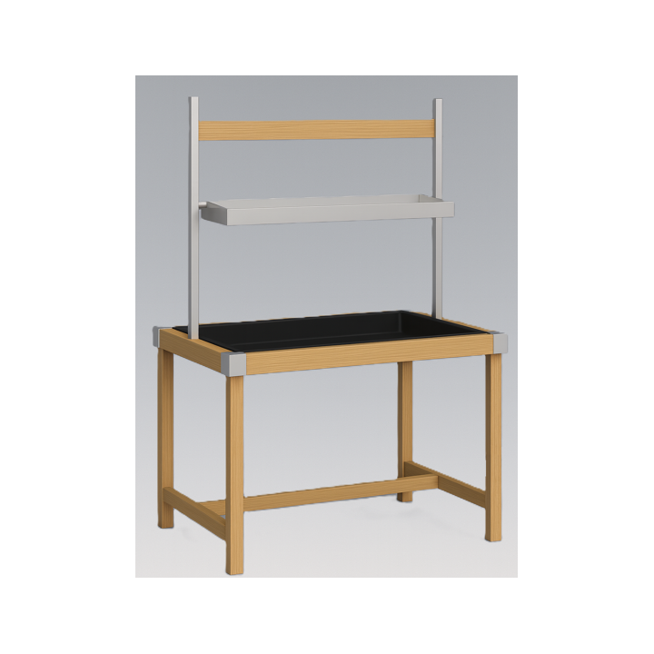 Supporto a portico in legno con ripiano in lamiera - WoodLine 200x90x100cm