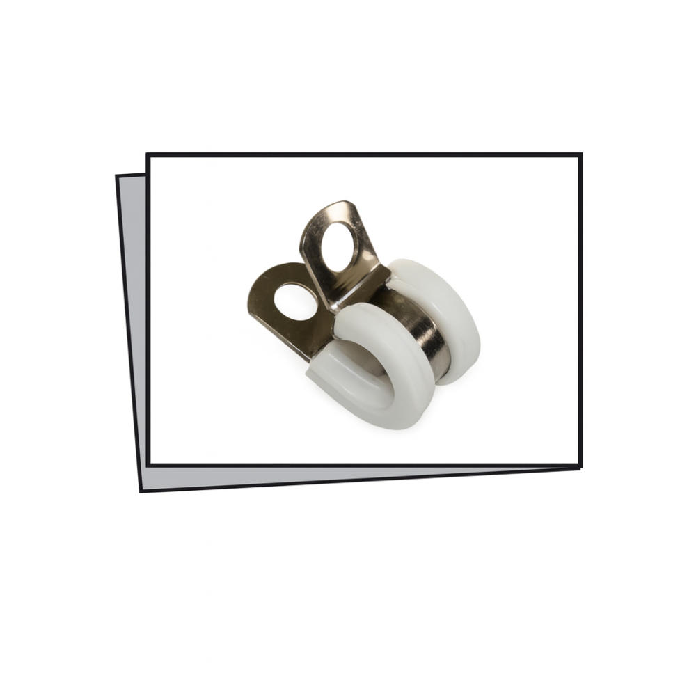 Graffa fissatubo da 1/4” inox con guarnizione BIANCA